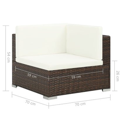 6-piece garden lounge set with cushions poly rattan brown