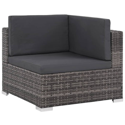 6-piece garden lounge set with cushions poly rattan grey