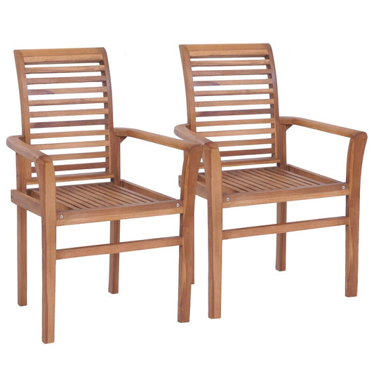 Dining Chairs Stackable 2 pcs. Solid Teak Wood