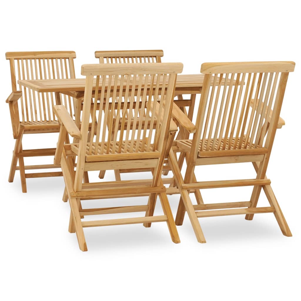 5-piece garden dining set made of solid teak wood