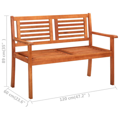 Garden bench 2-seater 120 cm solid wood eucalyptus