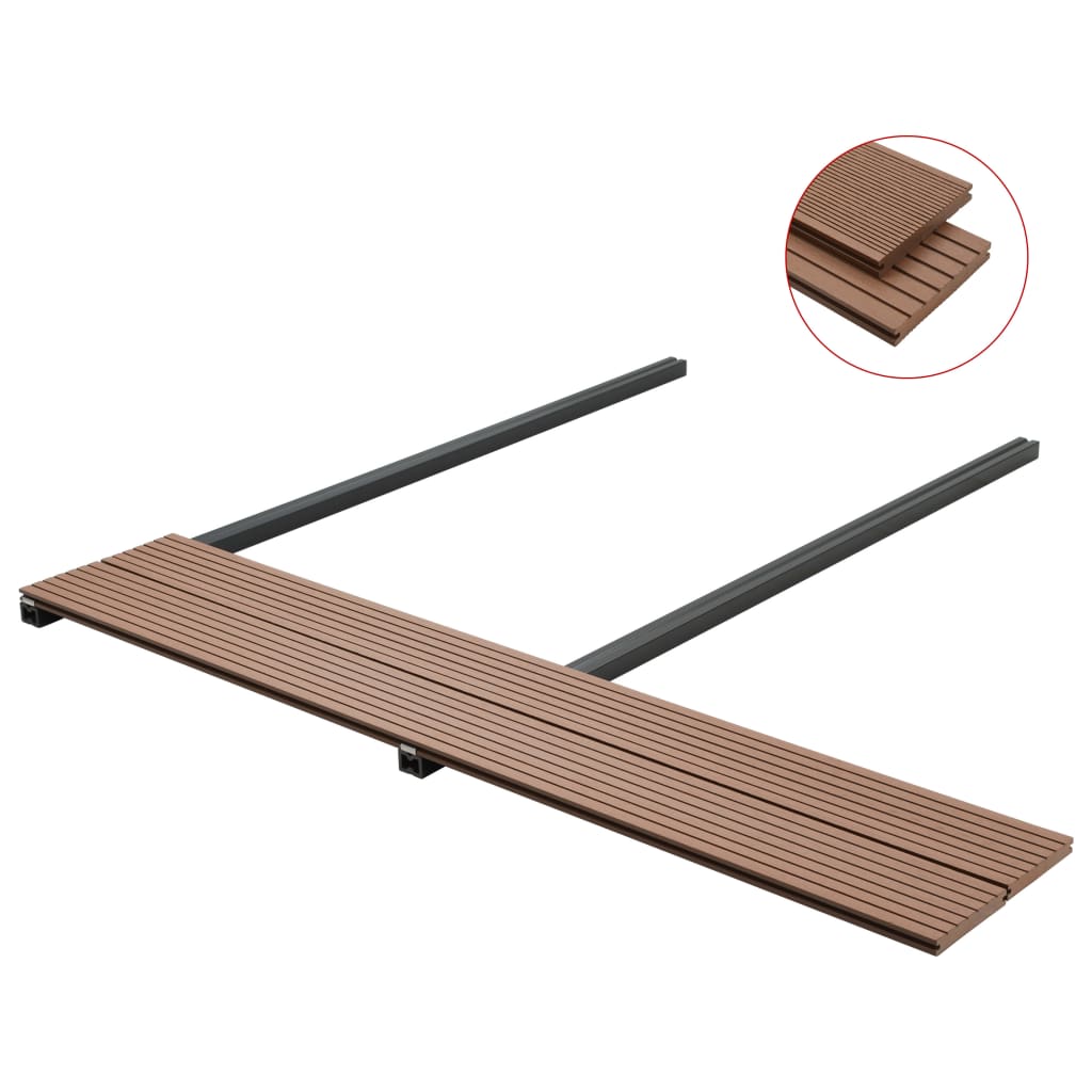WPC solid decking with accessories 10 m² 4 m light brown