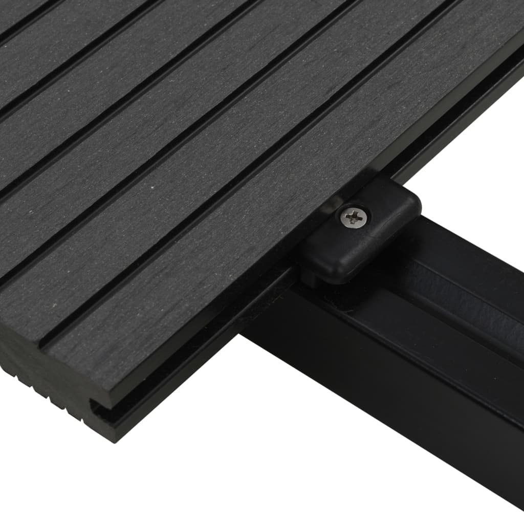 WPC solid decking with accessories 15 m² 4 m black