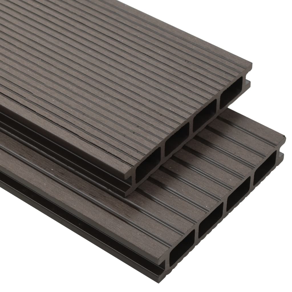 WPC hollow chamber decking with accessories 15 m² 4m dark brown
