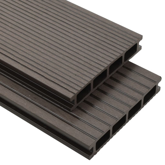 WPC hollow chamber decking with accessories 15 m² 4m dark brown