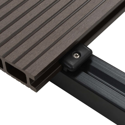 WPC hollow chamber decking with accessories 30m² 4m dark brown