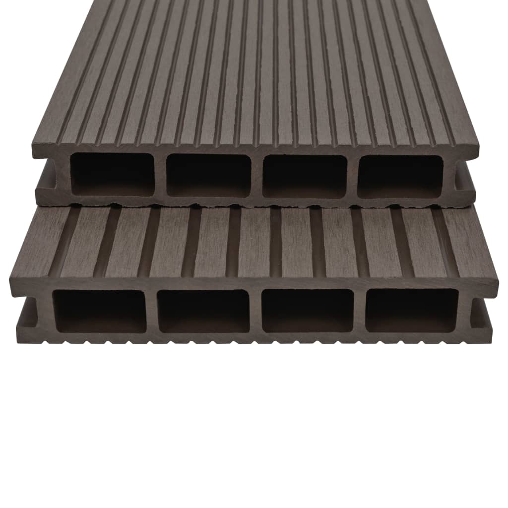 WPC hollow chamber decking with accessories 35m² 4m dark brown