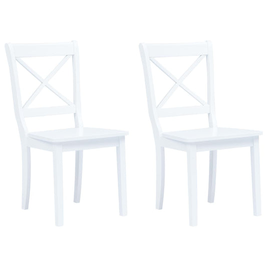 Dining room chairs 2 pcs. White solid wood rubber tree