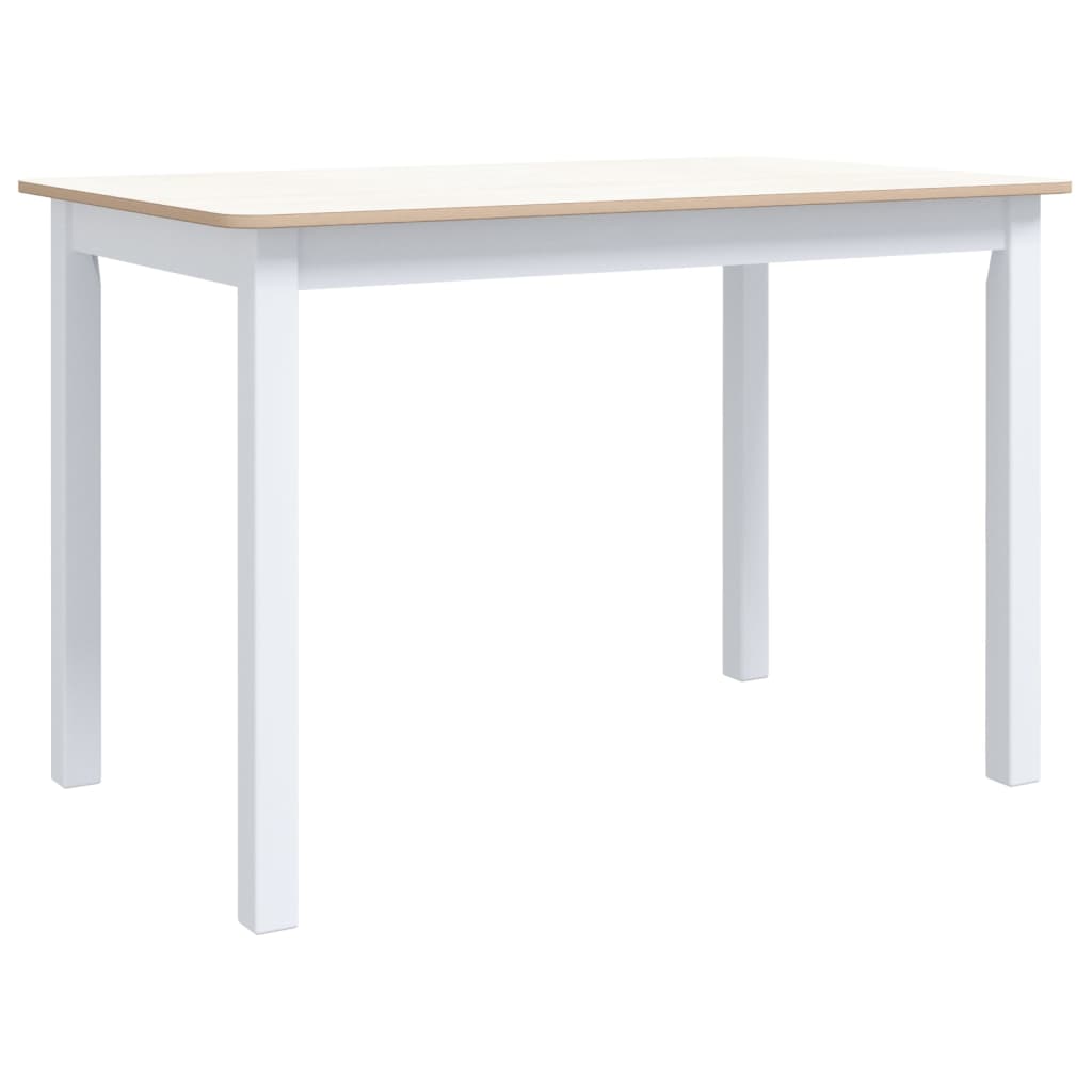 Dining table white and brown 114x71x75 cm solid rubber wood