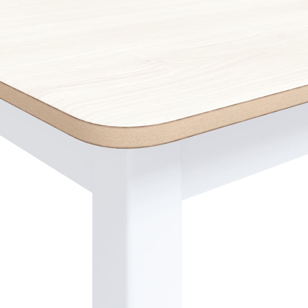 Dining table white and brown 114x71x75 cm solid rubber wood