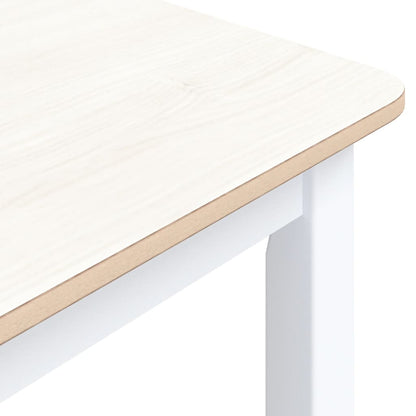 Dining table white and brown 114x71x75 cm solid rubber wood