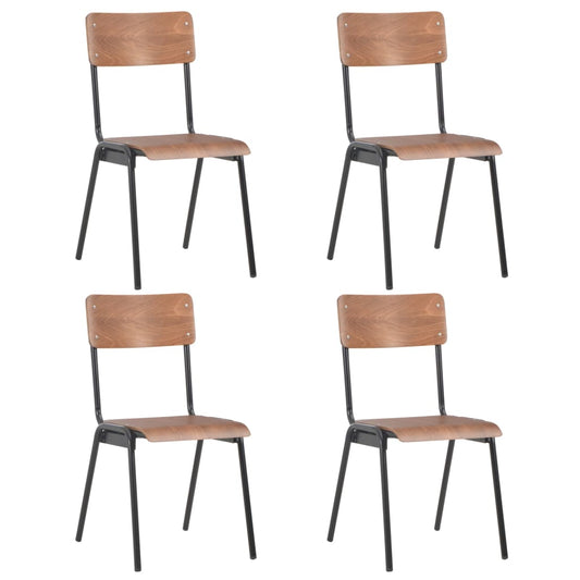 Dining Chairs 4 pcs Brown Solid Plywood and Steel