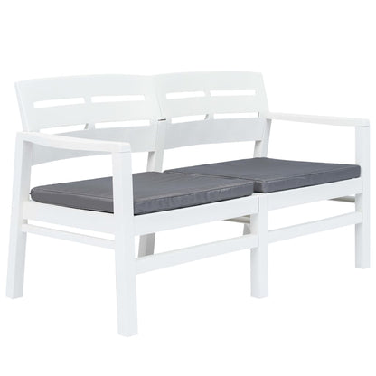 2-seater garden bench with cushion white 133 cm plastic