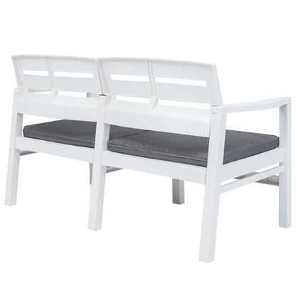2-seater garden bench with cushion white 133 cm plastic