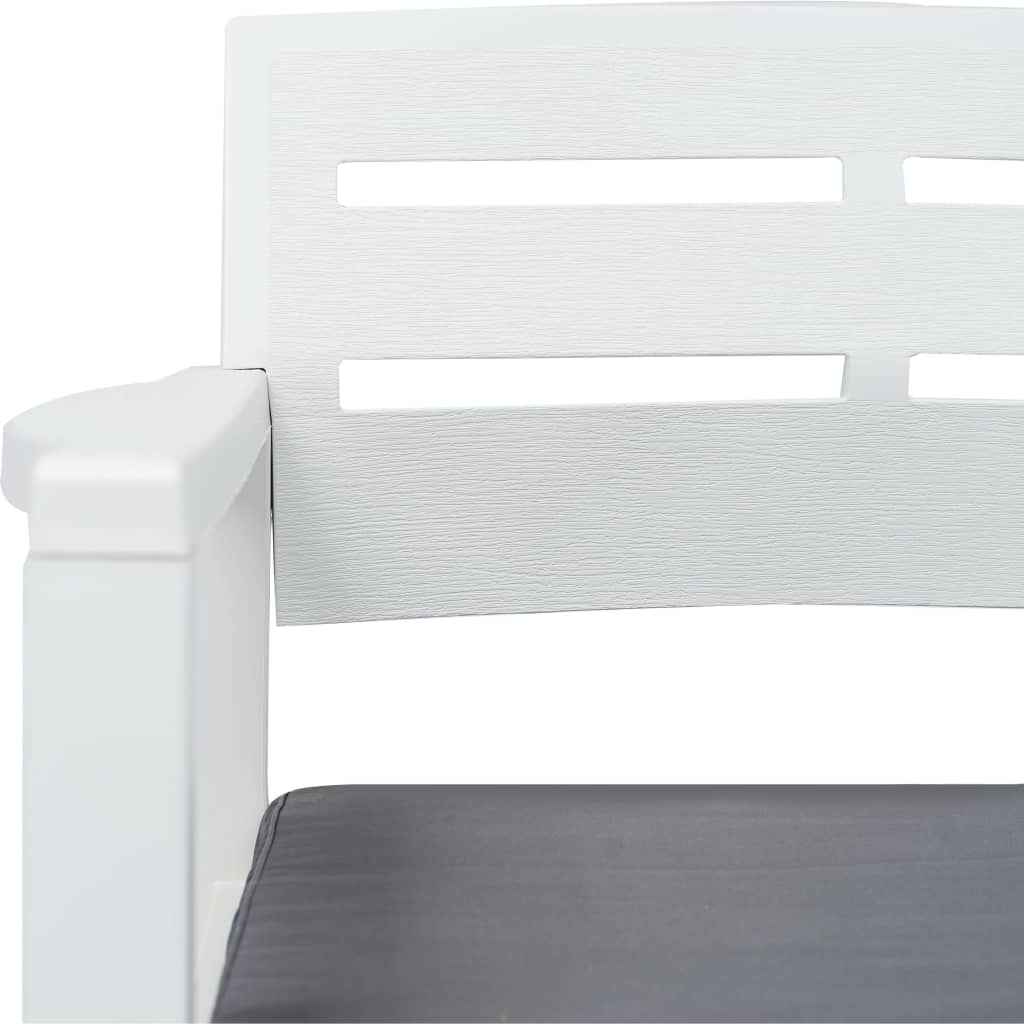 2-seater garden bench with cushion white 133 cm plastic