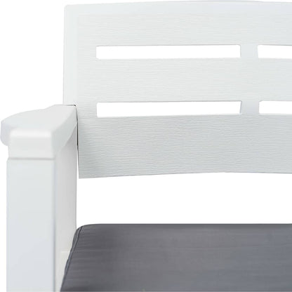 2-seater garden bench with cushion white 133 cm plastic