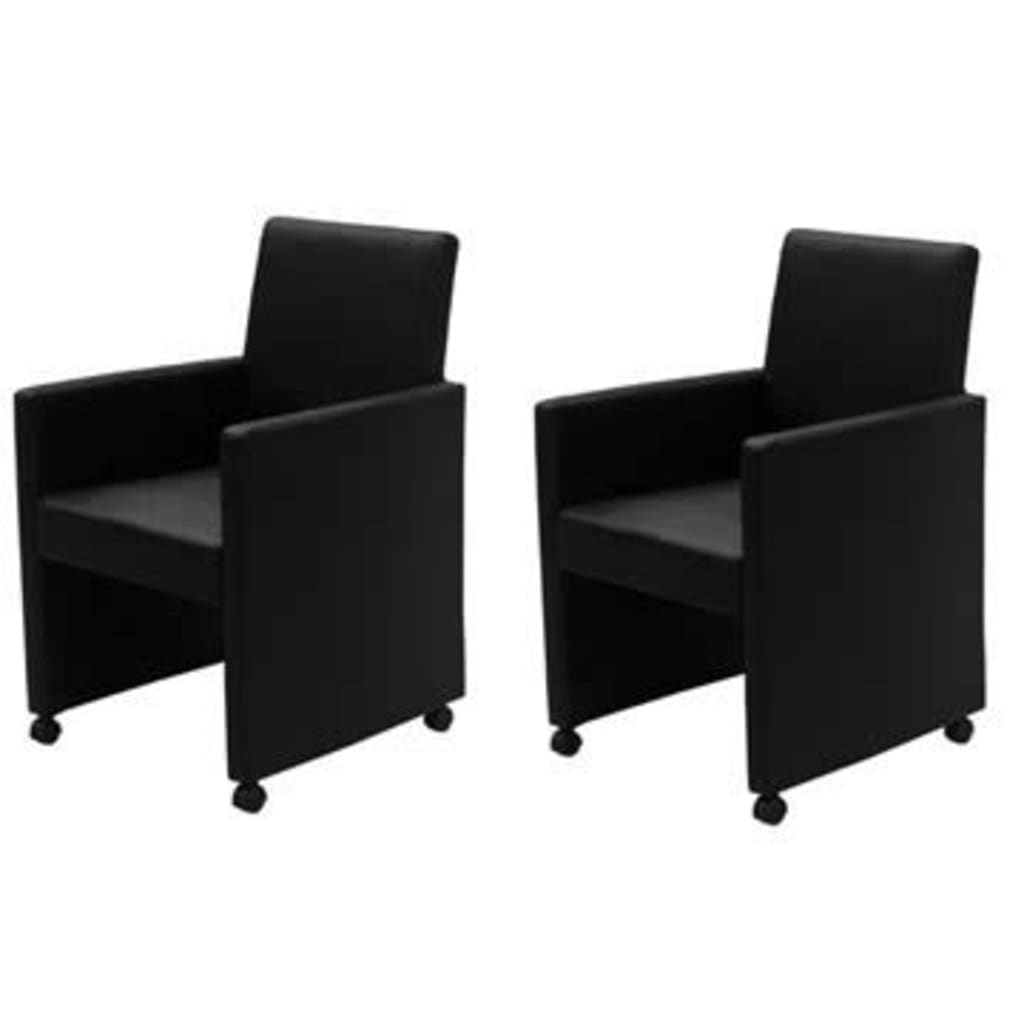 Dining room chairs 2 pcs. Black faux leather