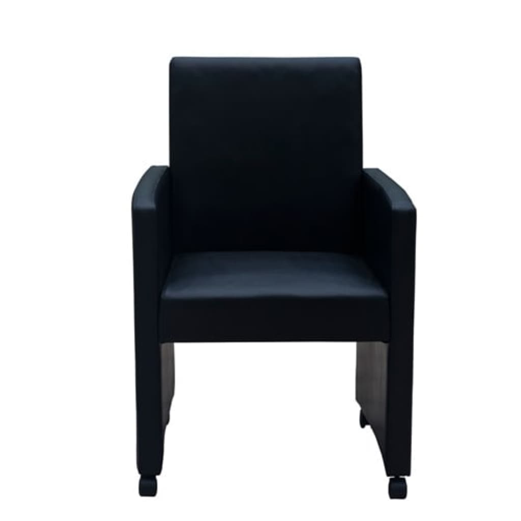 Dining room chairs 2 pcs. Black faux leather