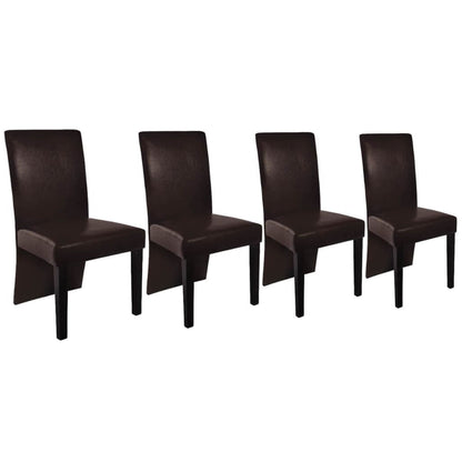 Dining room chairs 4 pcs. Dark brown faux leather