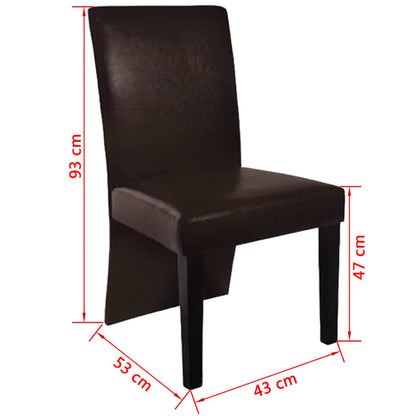 Dining room chairs 4 pcs. Dark brown faux leather