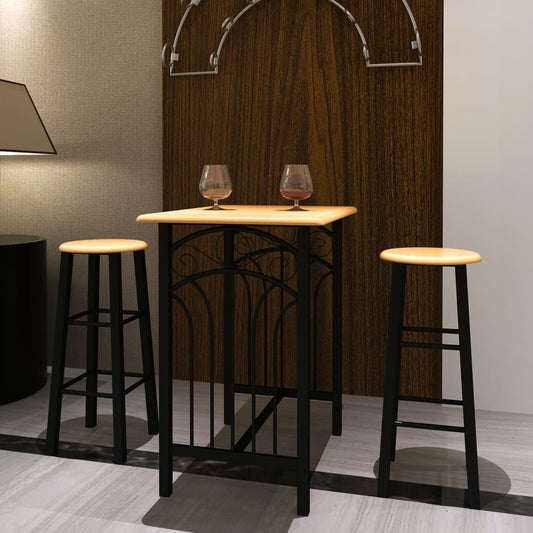 Breakfast bar Light brown wood Black steel