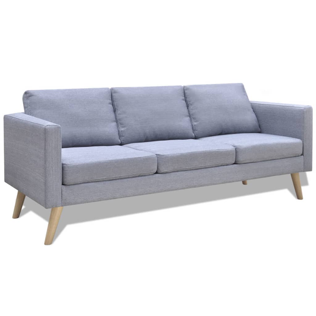 Sofa 3-seater fabric light grey