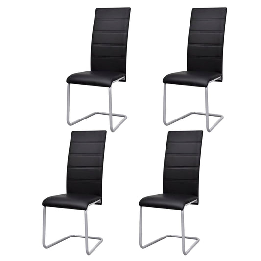 Cantilever chair 4 pcs. Black artificial leather