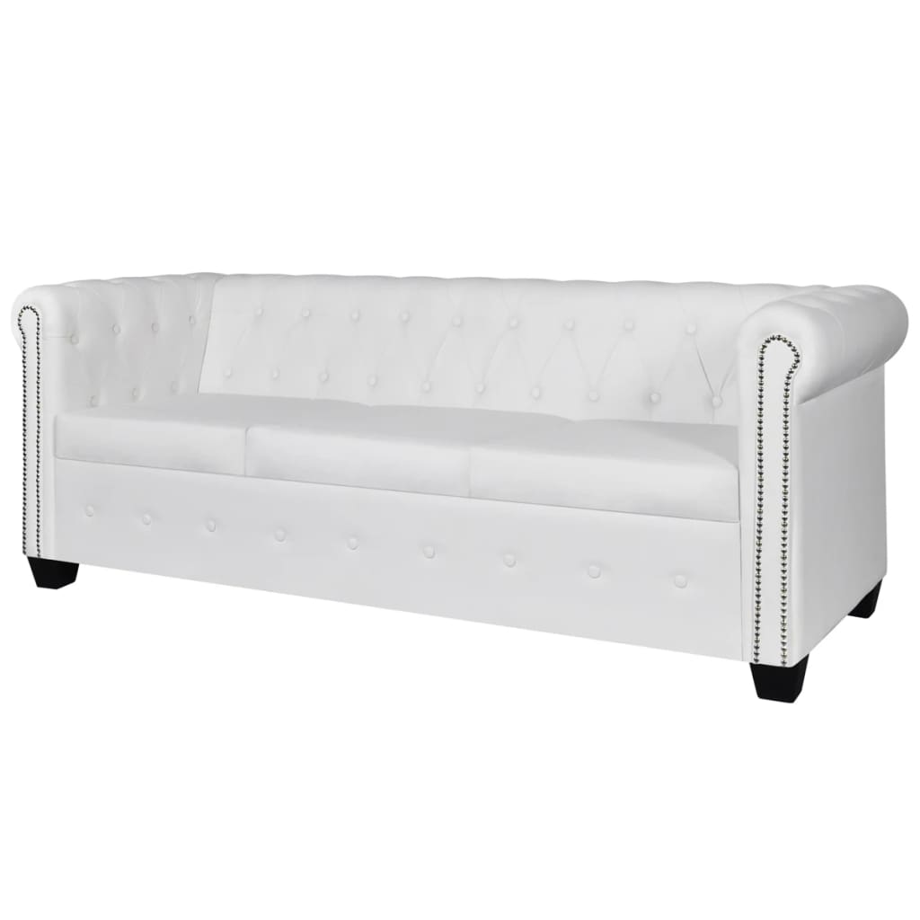 Chesterfield sofa 3-seater faux leather white