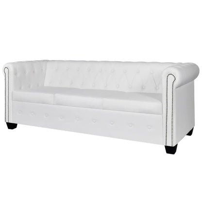 Chesterfield sofa 3-seater faux leather white