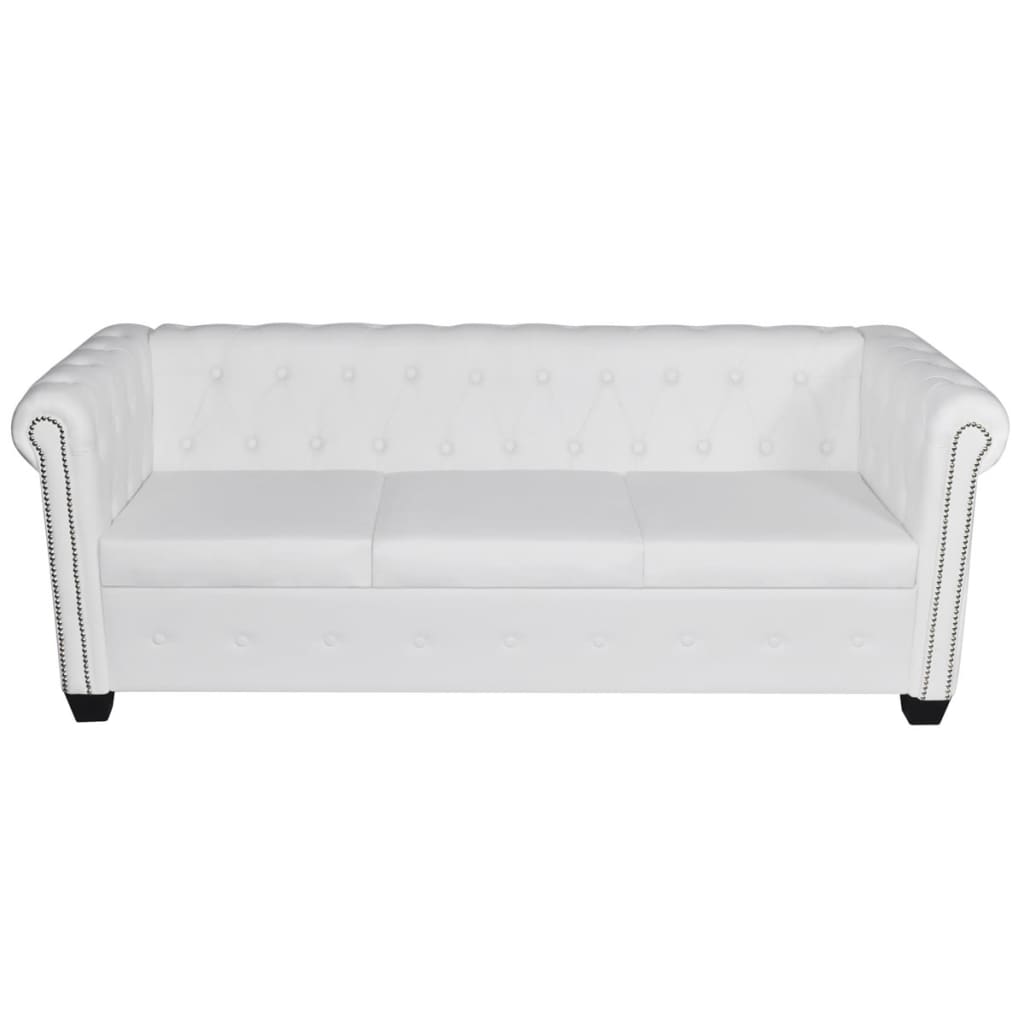 Chesterfield sofa 3-seater faux leather white
