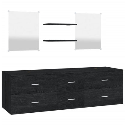 5-piece bathroom furniture set black wood material