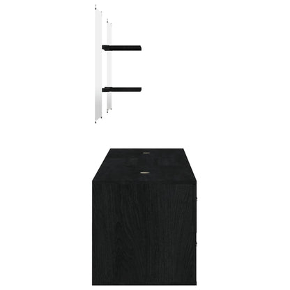 5-piece bathroom furniture set black wood material