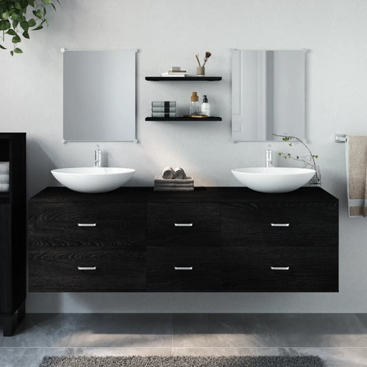 5-piece bathroom furniture set black wood material