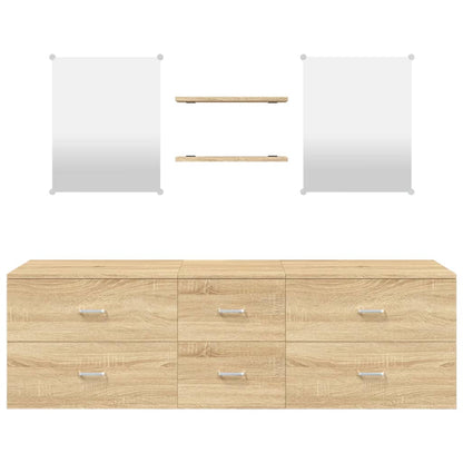 vidaXL 5-tlg. Badmöbel-Set Eichen-Optik Holzwerkstoff