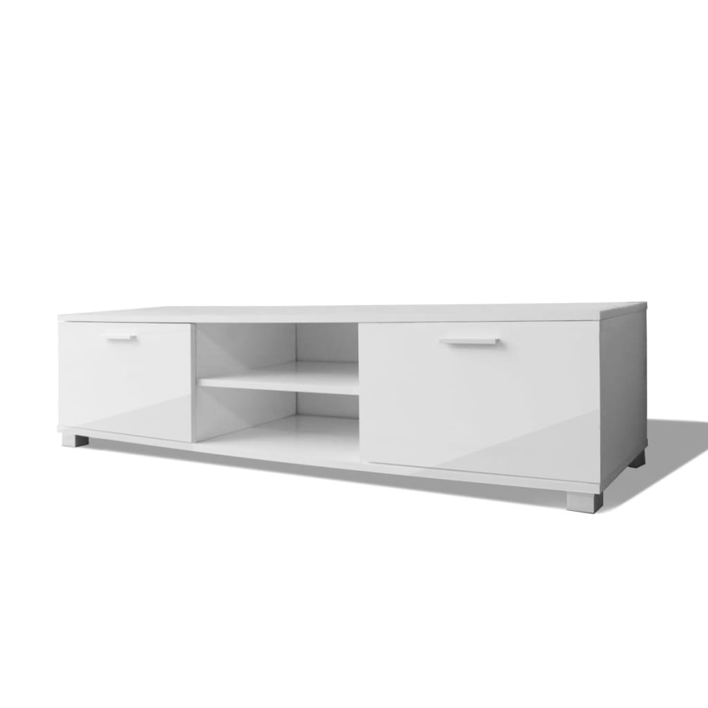 TV cabinet high gloss white 140x40.5x35 cm