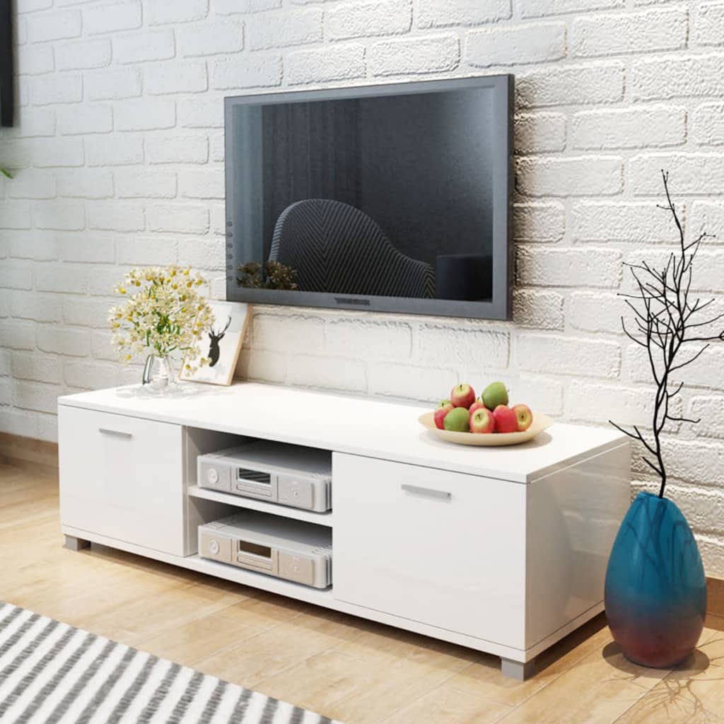 TV cabinet high gloss white 140x40.5x35 cm