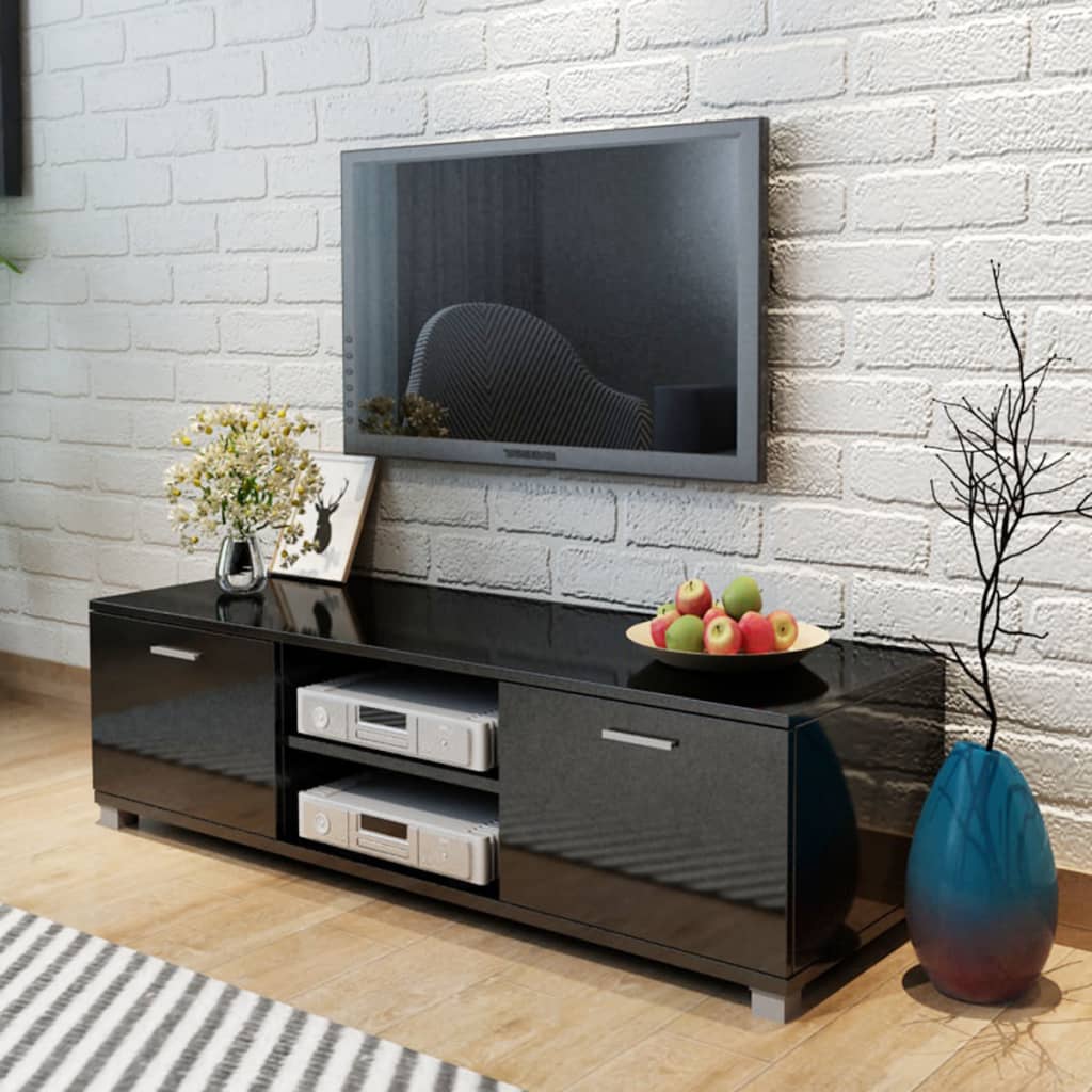 TV cabinet high gloss black 140x40.5x35 cm