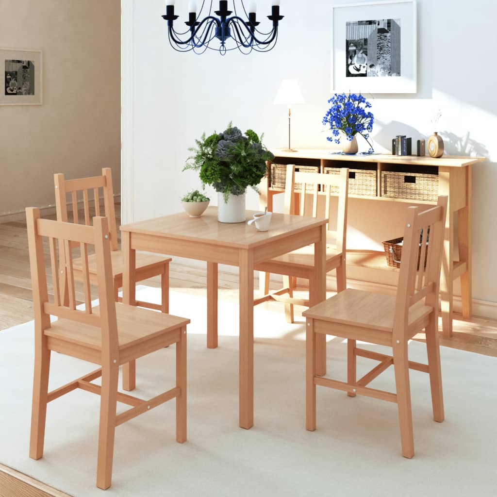 Five-piece pinewood dining table set