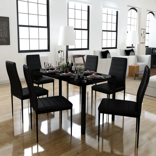 7-piece dining set black