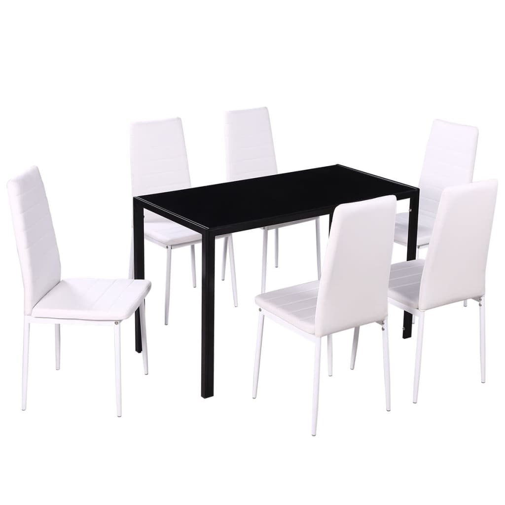 7-piece dining set black and white