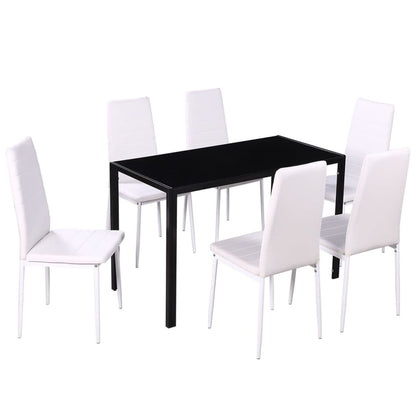 7-piece dining set black and white