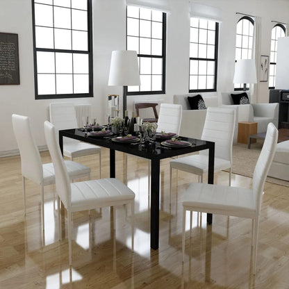 7-piece dining set black and white