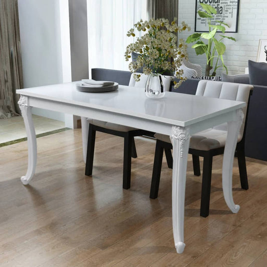 Dining table 116 x 66 x 76 cm high gloss white