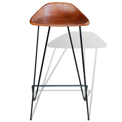 Bar stools 2 pcs. Black and brown genuine leather