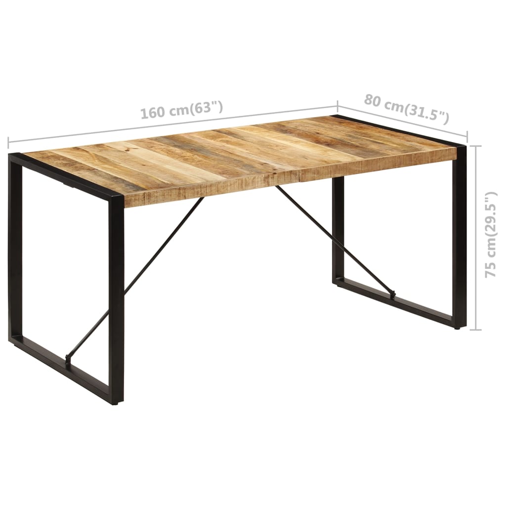 Dining table 160 x 80 x 75 cm solid mango wood