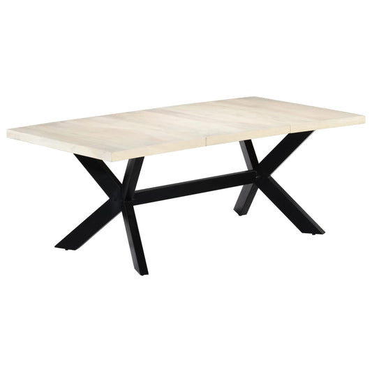 Dining table white 200×100×75 cm solid mango wood