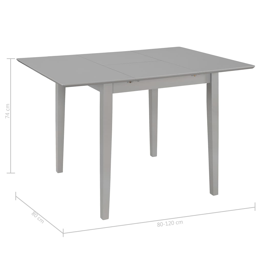 Extendable dining table grey (80-120)x80x74 cm MDF