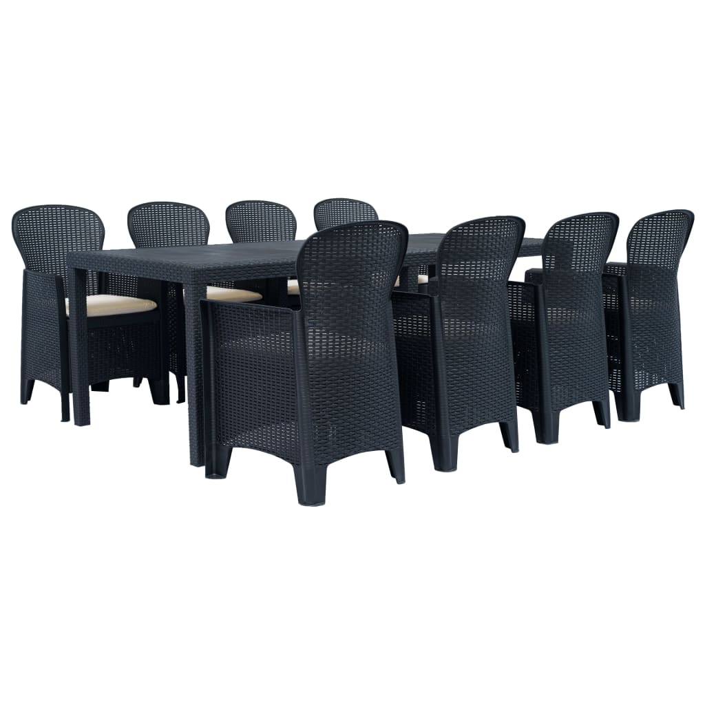 9-piece garden dining set plastic anthracite rattan look