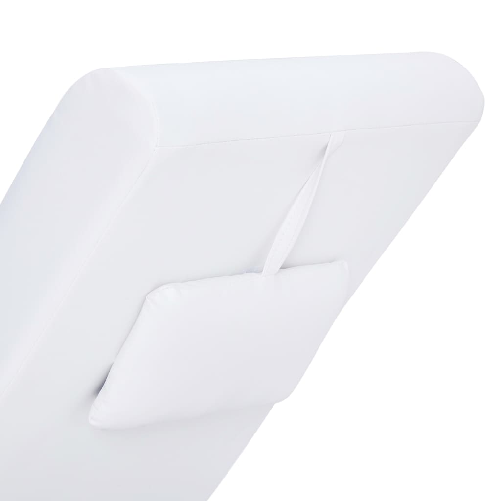 Massage-Chaiselongue mit Kissen Weiß Kunstleder