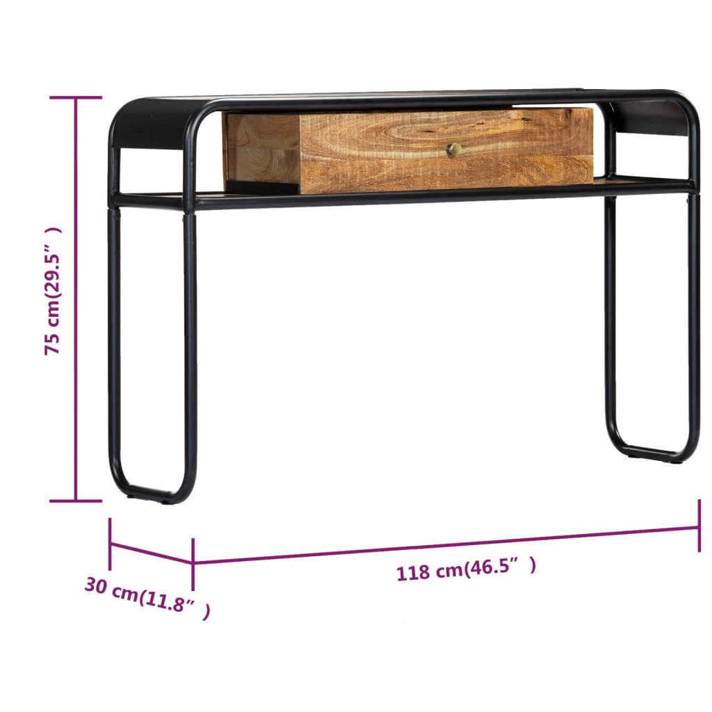 Console table 118 x 30 x 75 cm solid mango wood